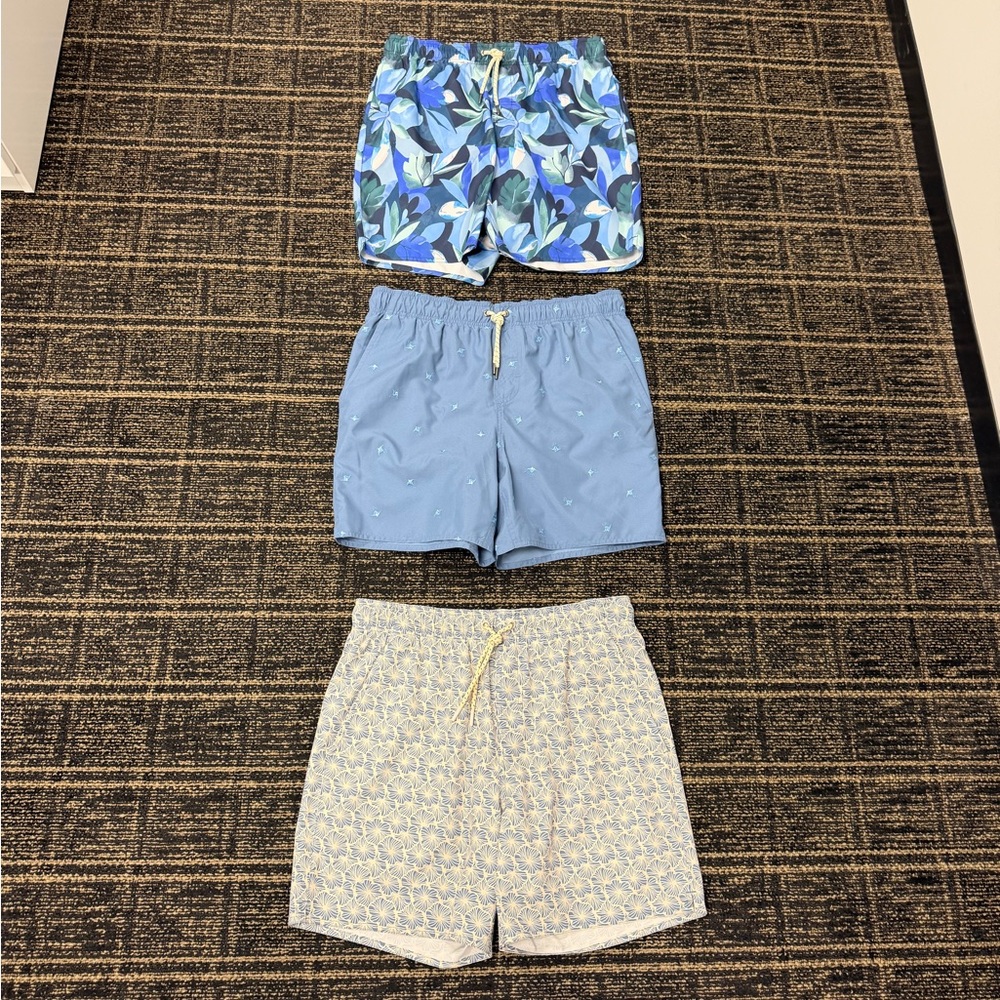 Laguna Men’s Blue and White Swim Trunks Trio